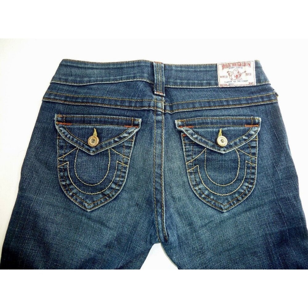 True Religion  Becky Jeans Back Flap Pockets Blue Denim Womens Size 27***
